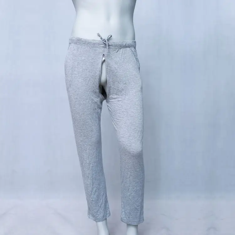 Autumn Winter Invisible Zipper Open Crotch Men Pants Plus Size Home Cotton Sexy Trousers Underpants