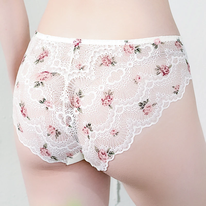 Women Sexy Lace Embroidered Underwear Charming Plus Size For Female Ultra Thin Shorts White Panties Briefs L XL 2XL 3XL 4XL 5XL