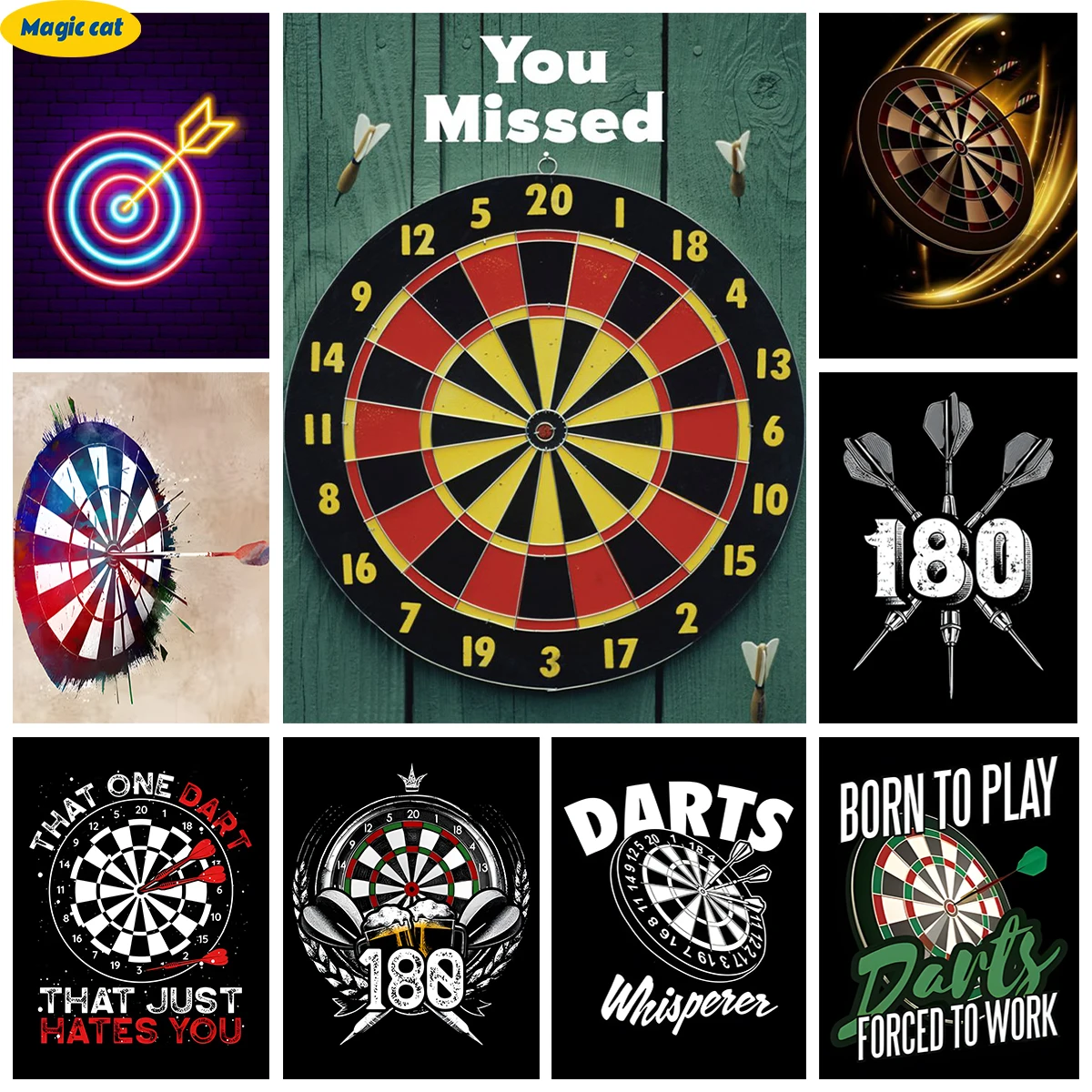 Darts 5D Diamond Painting Kit Dartboard Diy Diamond Embroidery Cross Stitch Adult Hand Mural Cool Sports Home Wall Decor Gift