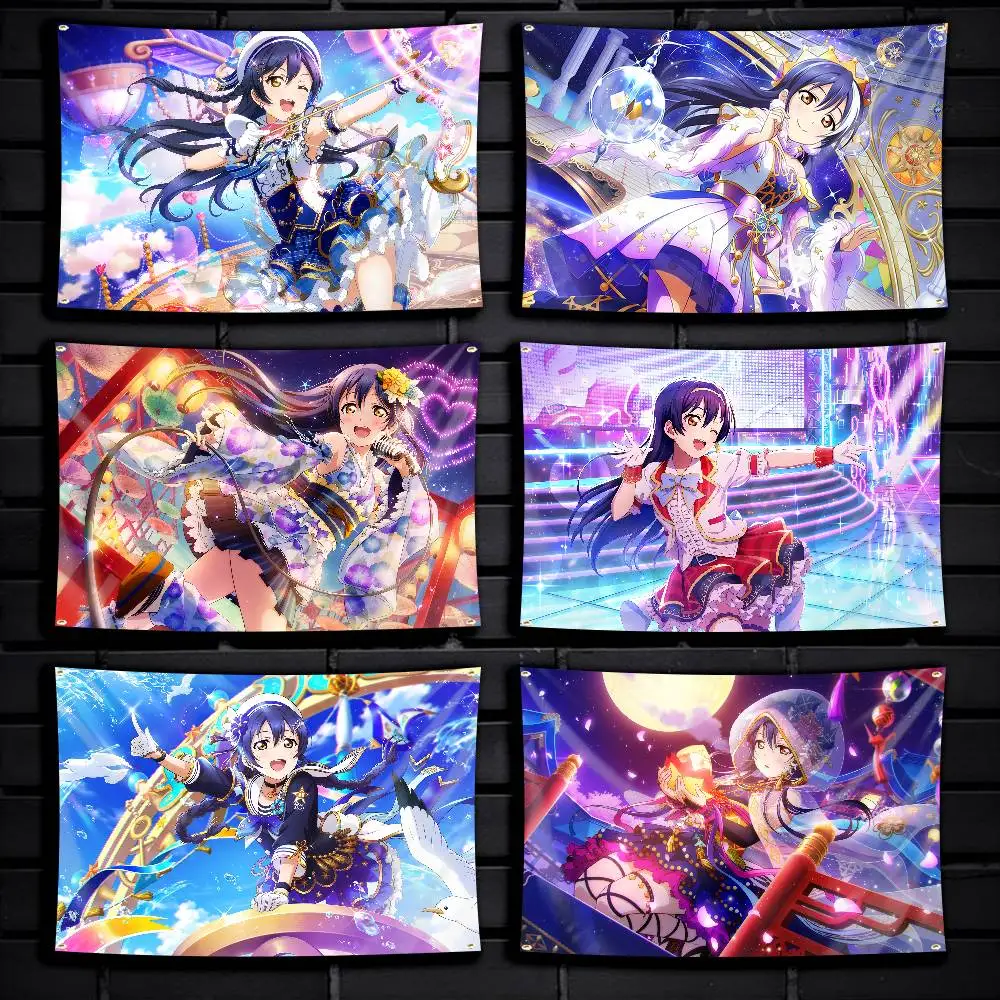 H-Hadouken Umi lovelive-us Flag Tapestry Banner for Bedroom Living Room Outdoor Camping Custom Supported