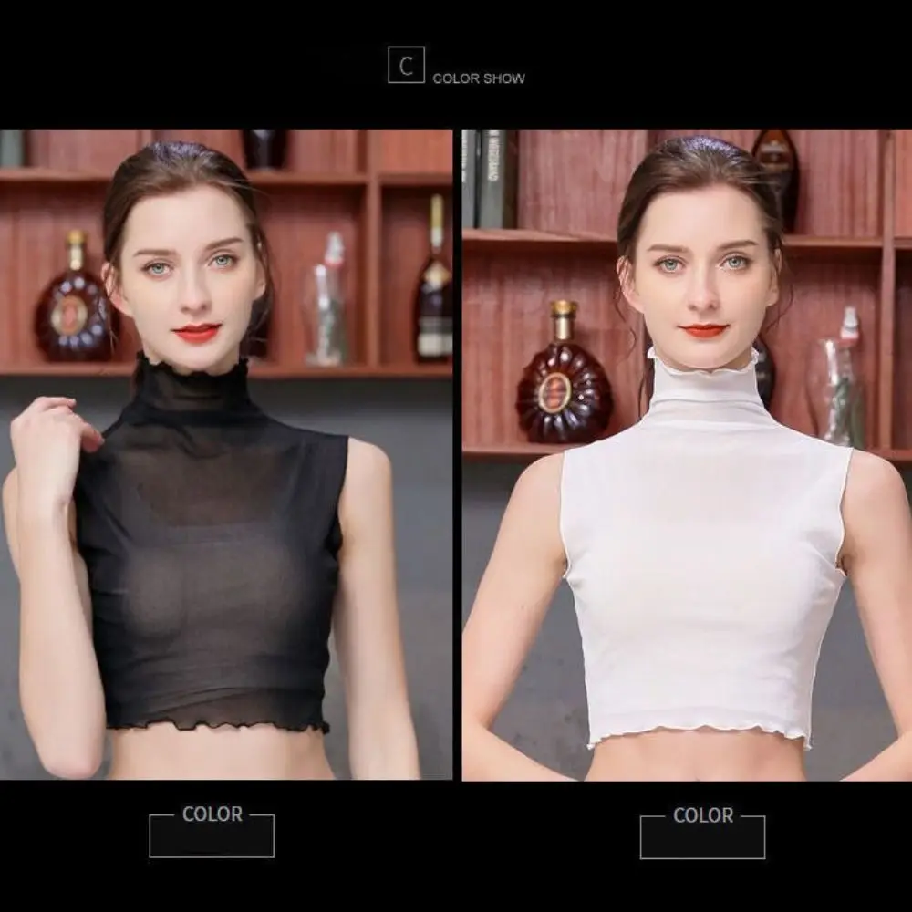 

New Fashion Mesh Fake Collar Solid Color Women Soft Standing False Collar Tie Sweater Decoration Sweater Shirt Blouse Shirt