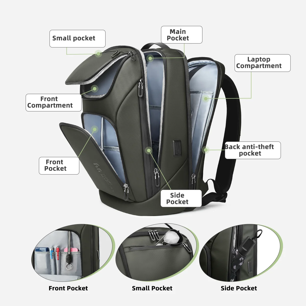 HcanKcan Large Capacity Multifunctional Travel Backpack Multi-Pocket Business Bag with USB 17.3 Laptop Waterproof Fashion Pack