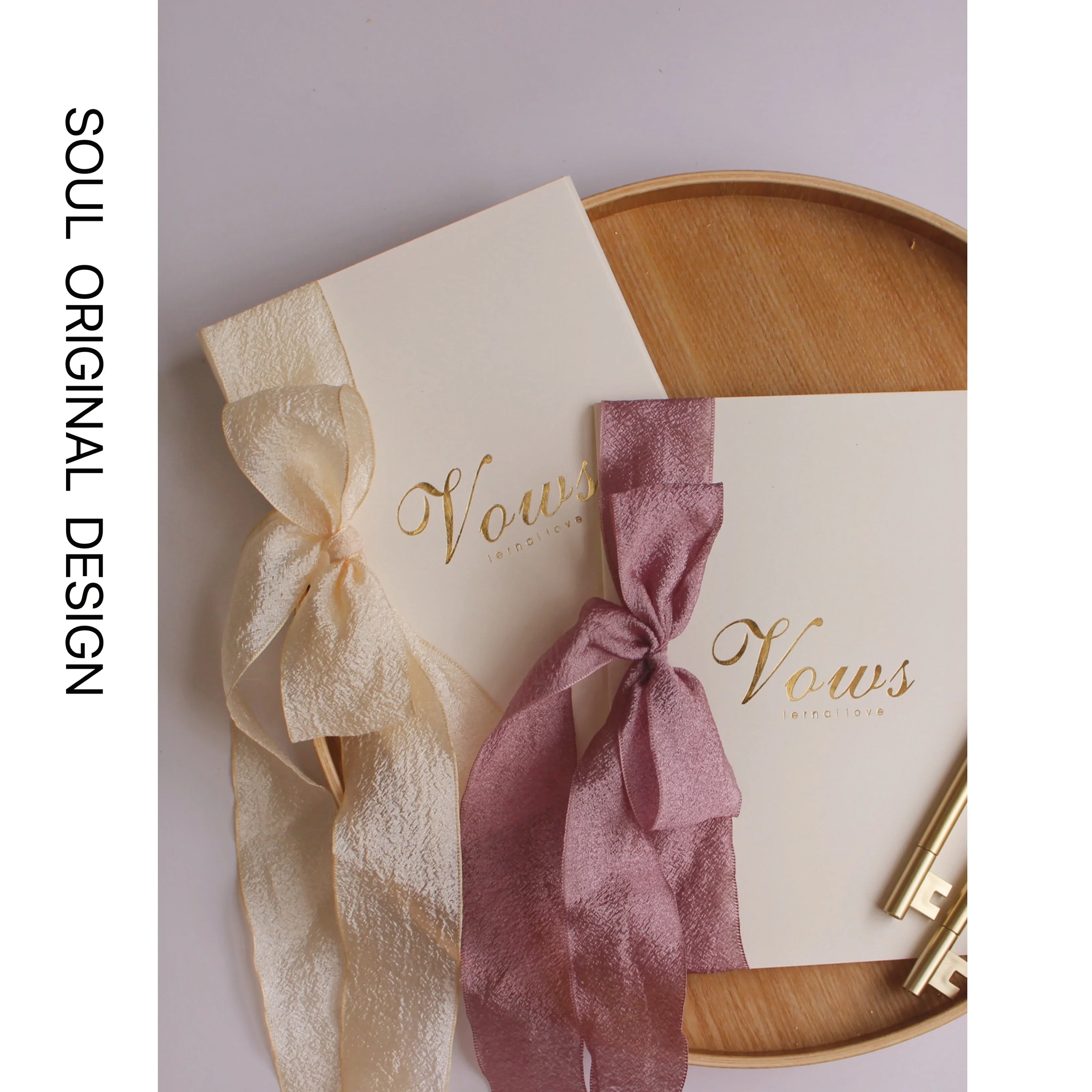 Set de 2 tarjetas románticas de boda para novia y novio, con cintas de gasa, bolígrafos dorados, libro, accesorios para fotos, regalo de promesa