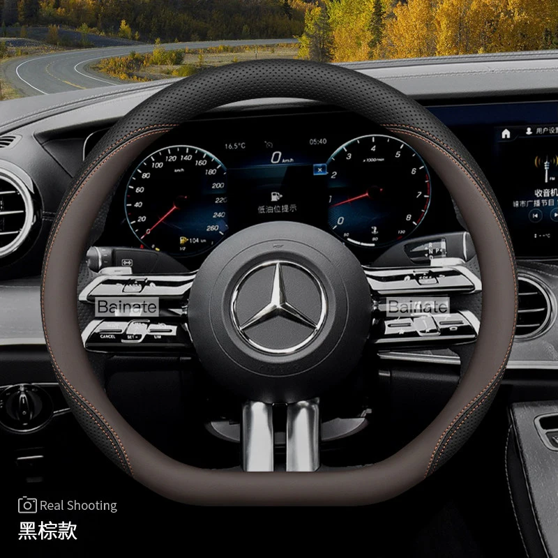 Geeignet für Mercedes-Benz Atmungsaktiver Leder-Lenkradbezug E C Klasse GLE GLC GLA GLB CLS CLA EQB EQE EQS AMG Vito GLS – Detail 3