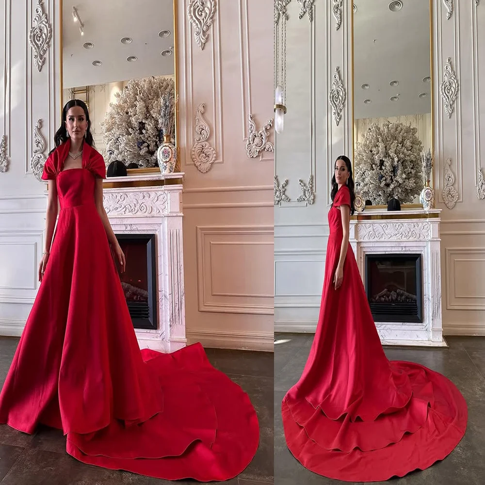 Vestido de noche Formal sin mangas plisado de satén con cuello barco clásico para mujer vestido de fiesta de graduación sin espalda con corte