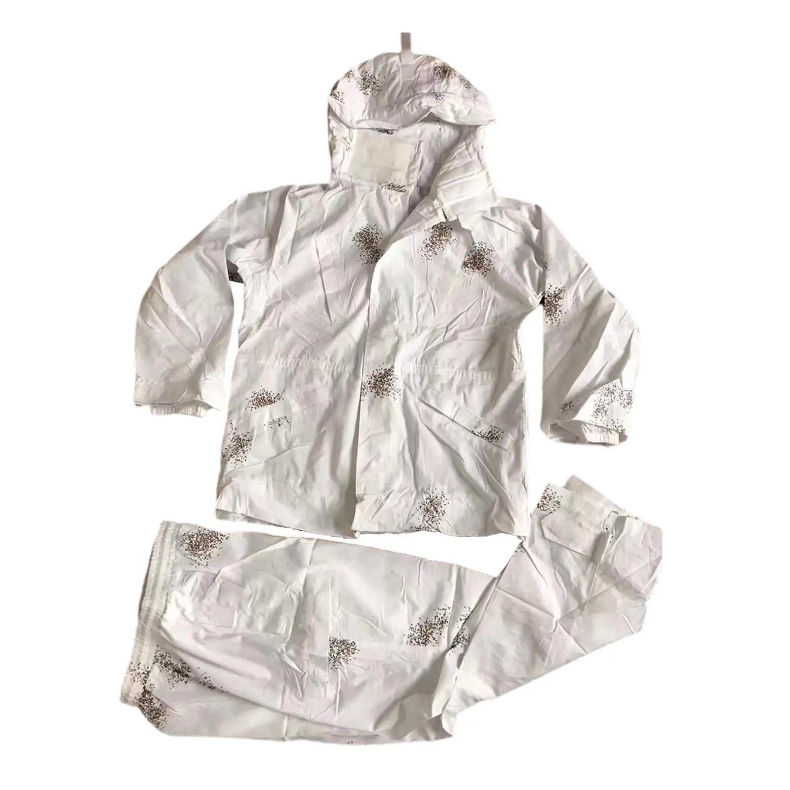 Hunting Apparel Set Waterproof Snow Camo Ghillie Jacket Pants for Winter Outdoor Camping and Wildlife Observation