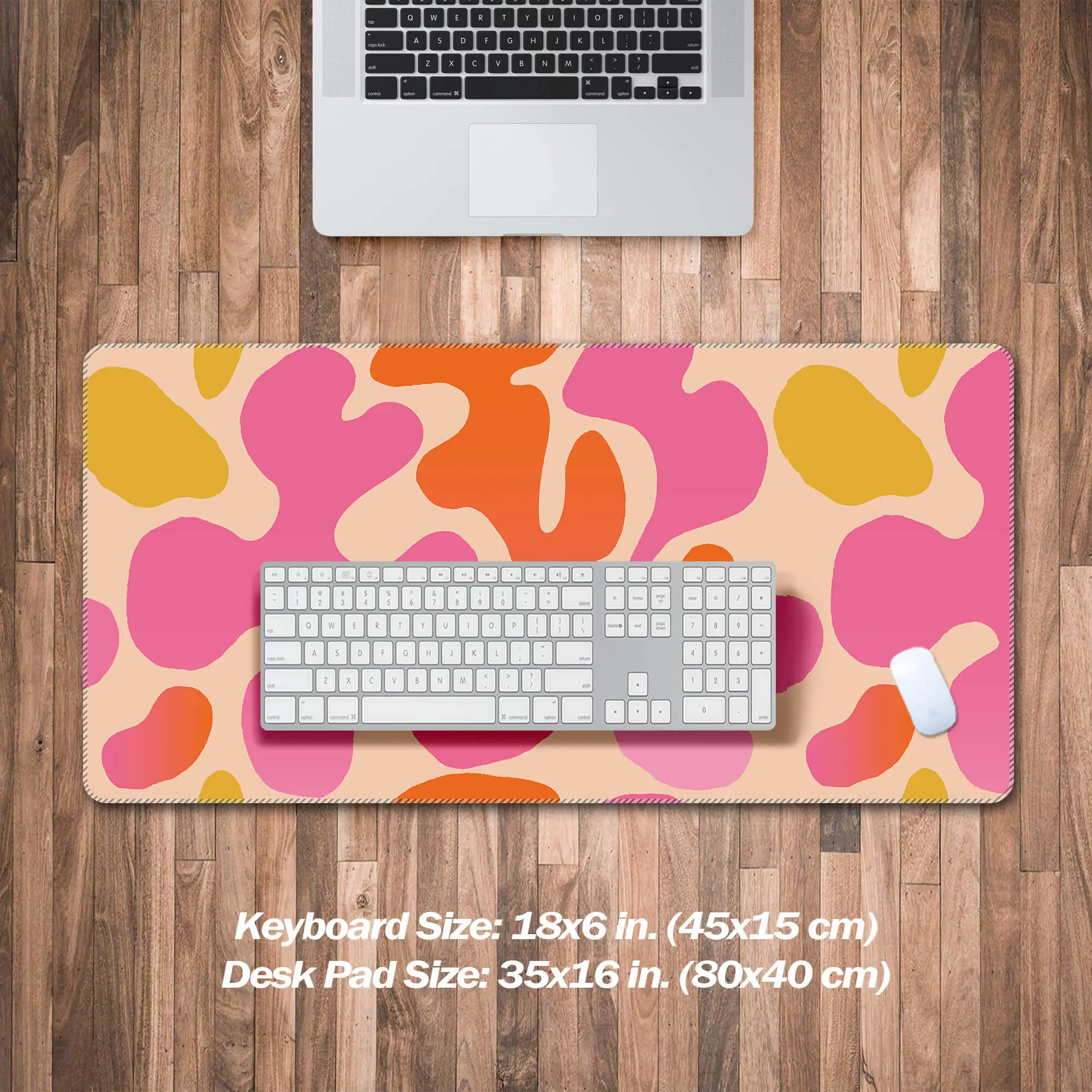 Almofada de mesa rosa, grande tapete de mouse xxl abstrato moderno, tapete de teclado de mesa bonito, acessórios de mesa para mulheres, decoração de escritório