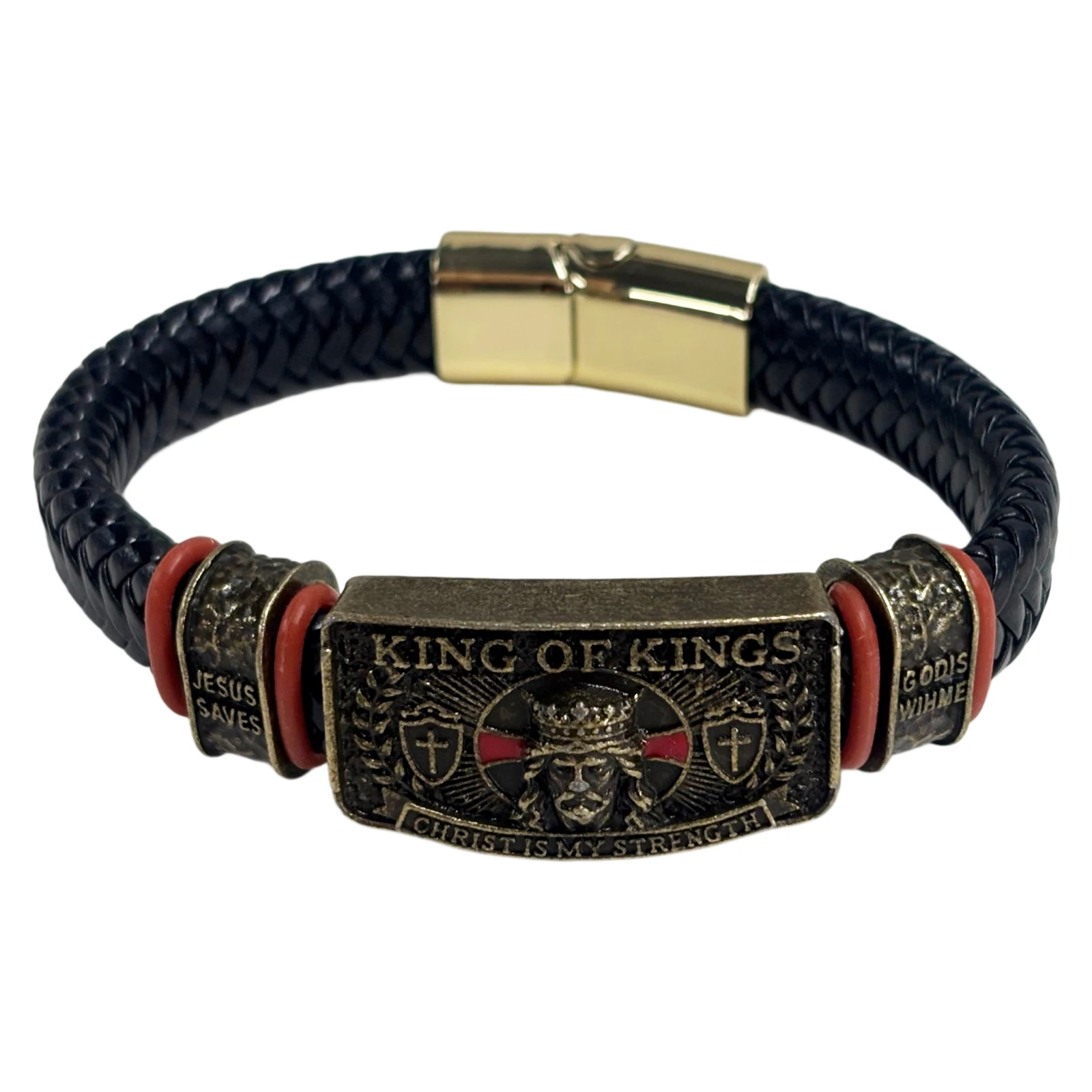 Decorative Faith Bracelet PU Leather Adjustable Christian Wristband Religious Inspirational Wristband Gift for Men Husband Dad