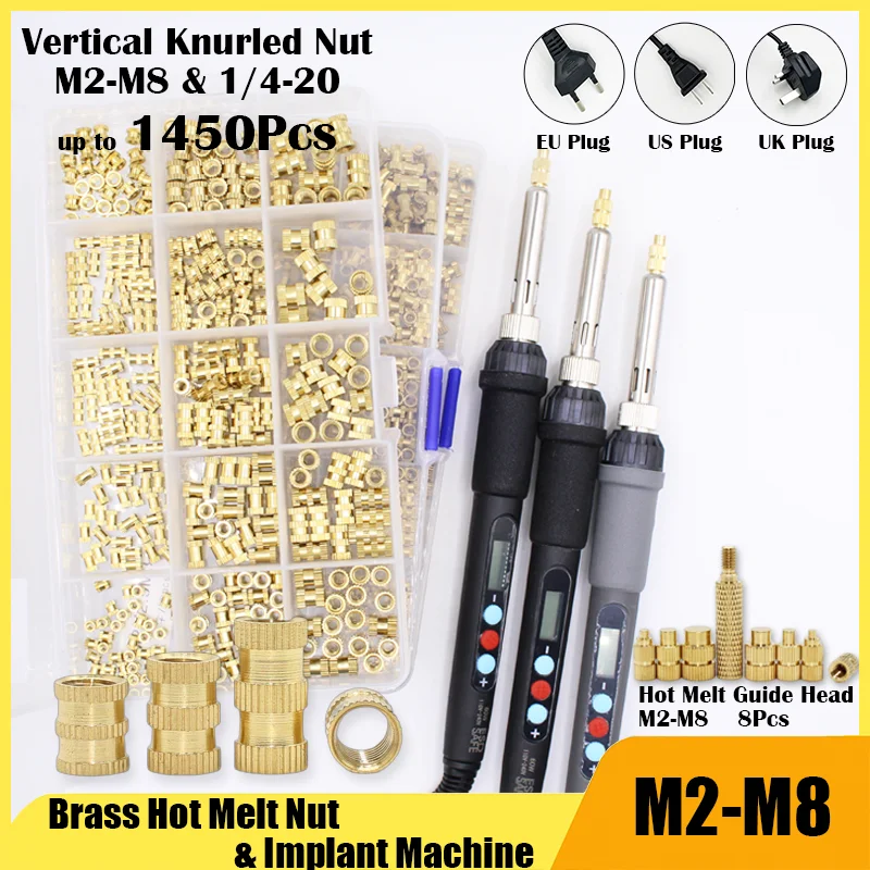 

Insert Nut M2 M3 M4 M5 M6 M8 TS100 3D Printer Plastic Threaded Heat Set Insert Soldering Iron Tip Brass Nut Embed Insertion Tool