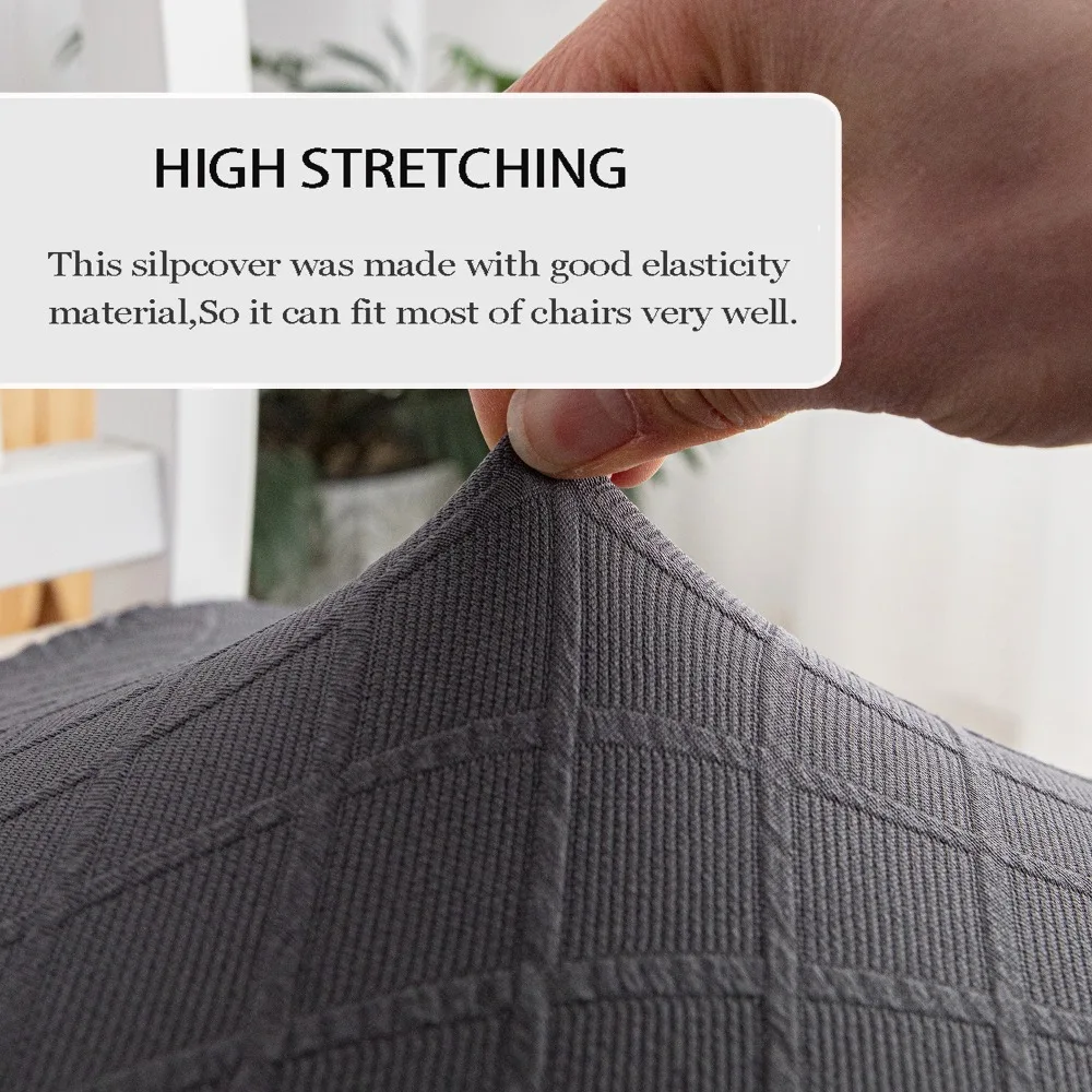 1PC/2PCS/4PCS Waterproof Diamond Jacquard Eames Style Shell Chair Cover Stretch Removable Seat Protector for Dining Room
