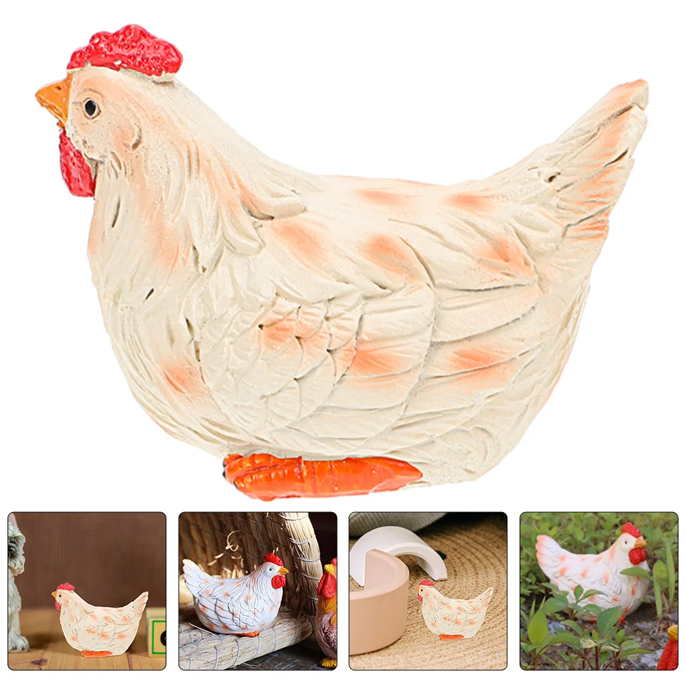 

Resin Hen Statue Farm Animal Decoration Garden Home Shelf Desktop Chicken Sculpture Outdoor Ornament Fake Chicken