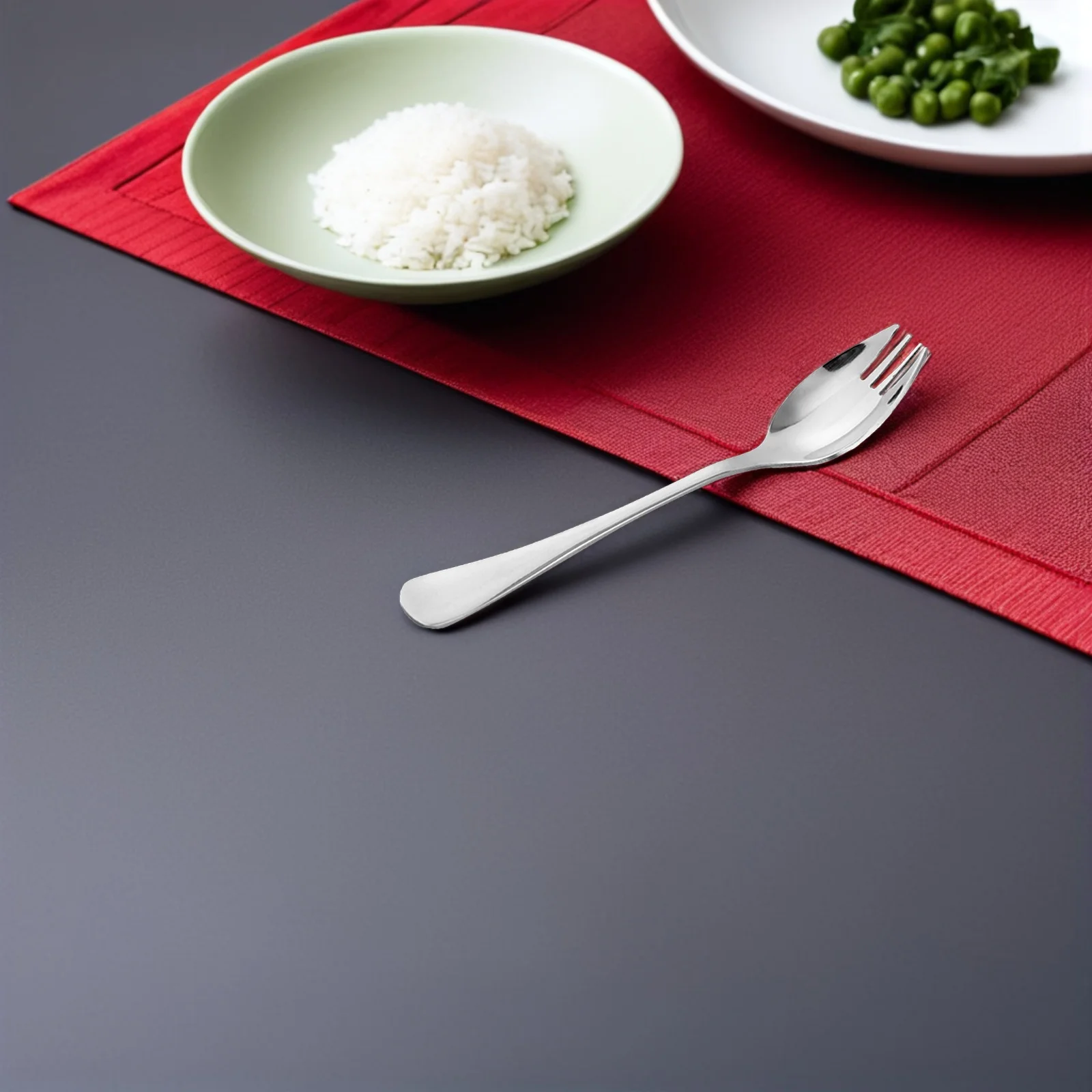 Tenedor de acero inoxidable dos en uno, tenedor, cuchara, cubiertos de doble uso para acampar, Picnic, ensalada, comedor al aire libre, apto para lavavajillas