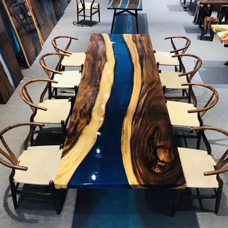 outdoor furniture custom river resin epoxy wood restaurant dining table