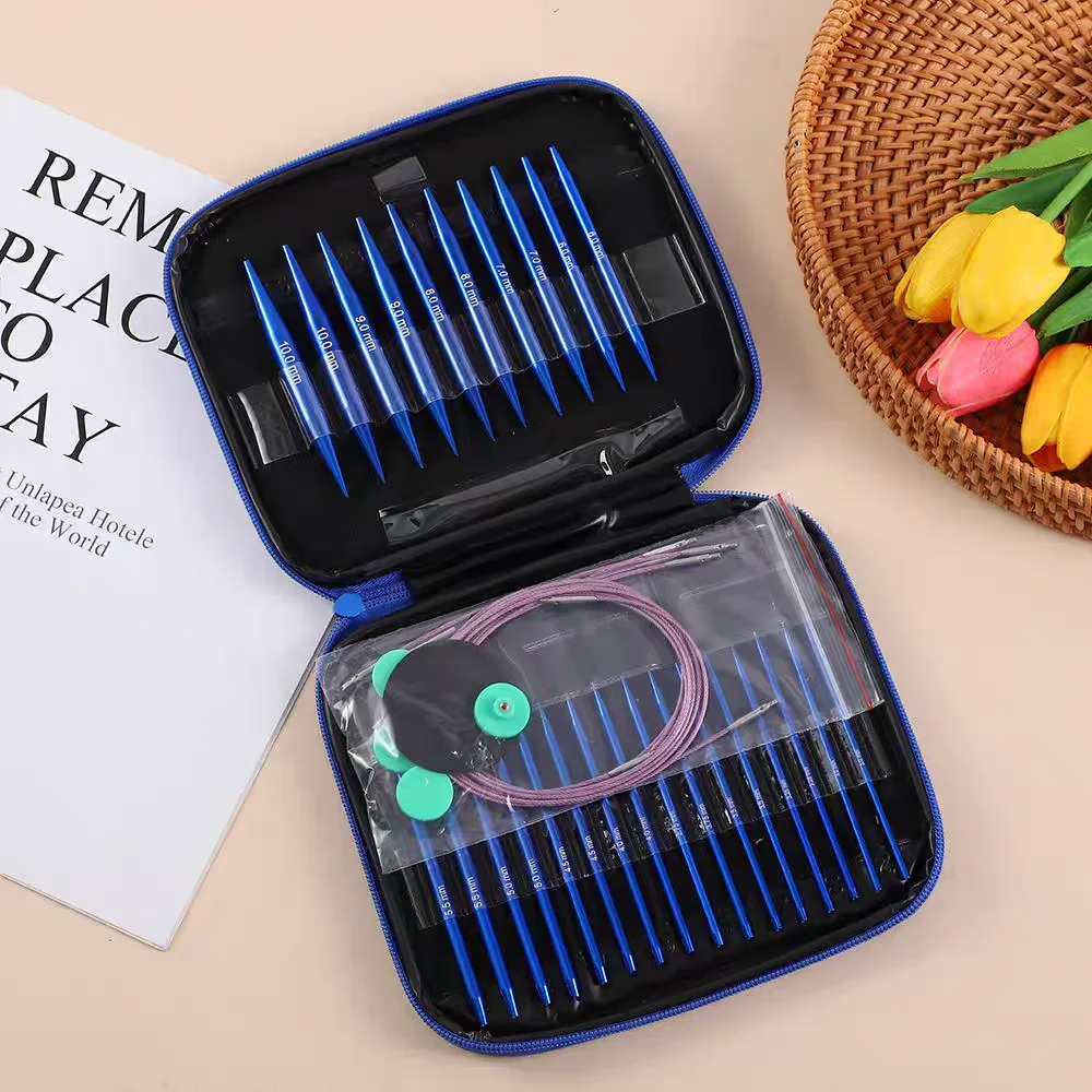 

Aluminum Oxide Removable Ring Needle Knitting Tool Set Interchangeable Cord 3 Pcs Set Home Textile DIY Sewing Tools