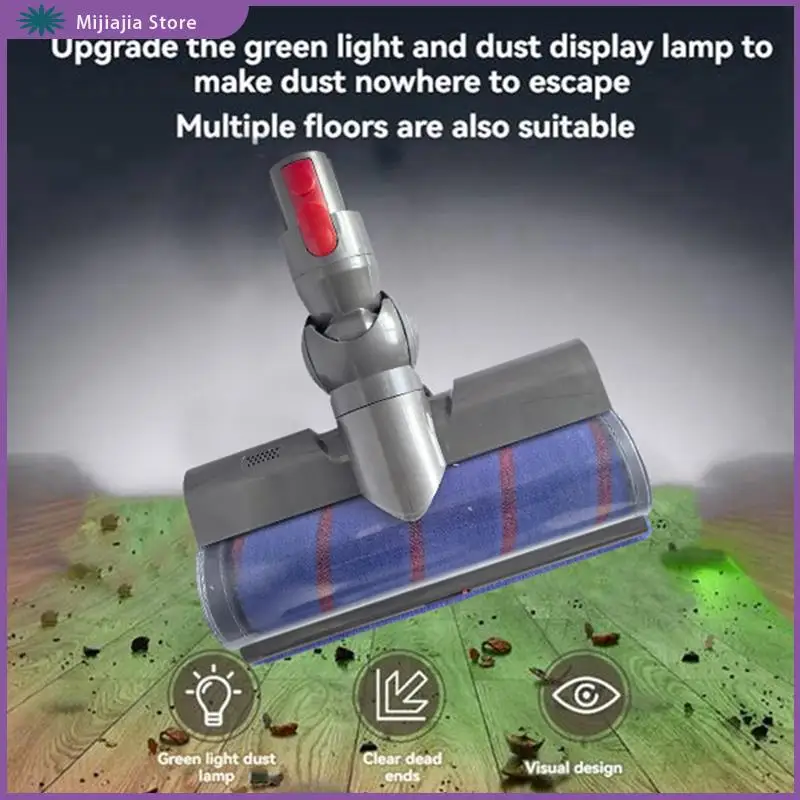 電動ソフトローラーブラシヘッドとスイッチボタンダイソン V7 V8 V10 V11 V15 真空アタッチメント緑色 LED ライト販売