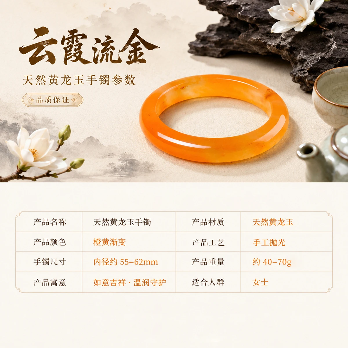 1 Stück JD Natürlicher Gelber Drachenjade-Armreif Durchscheinendes Huanglongyu Edelstein-Armband für Frauen Elegantes Schmuckgeschenk Armreifen – Detail 9