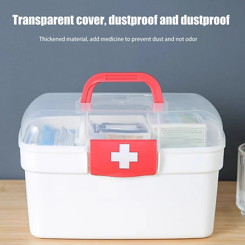 

Portable Medicine Storage Box Large Capacity Medicine Kit Family Hand First Aid Chest Simple Travel Emergency Box
