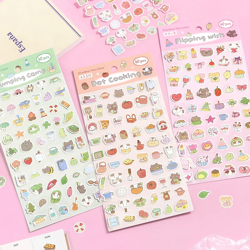 1 Pc Cute Cartoon Rabbit Kitty Pattern Sticker DIY Scrapbooking Journaling Decorative Material Student Diary Label Sticker