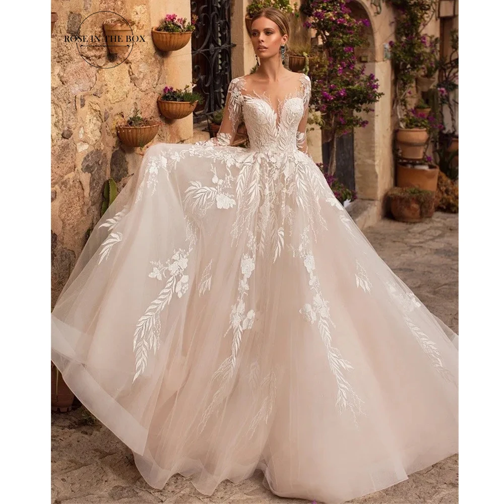 ROSE IN THE BOX Elegant Wedding Dresses 2025 Customized Illusion Backless Sweetheart Appliques Bridal Gowns Vestidos De Novia