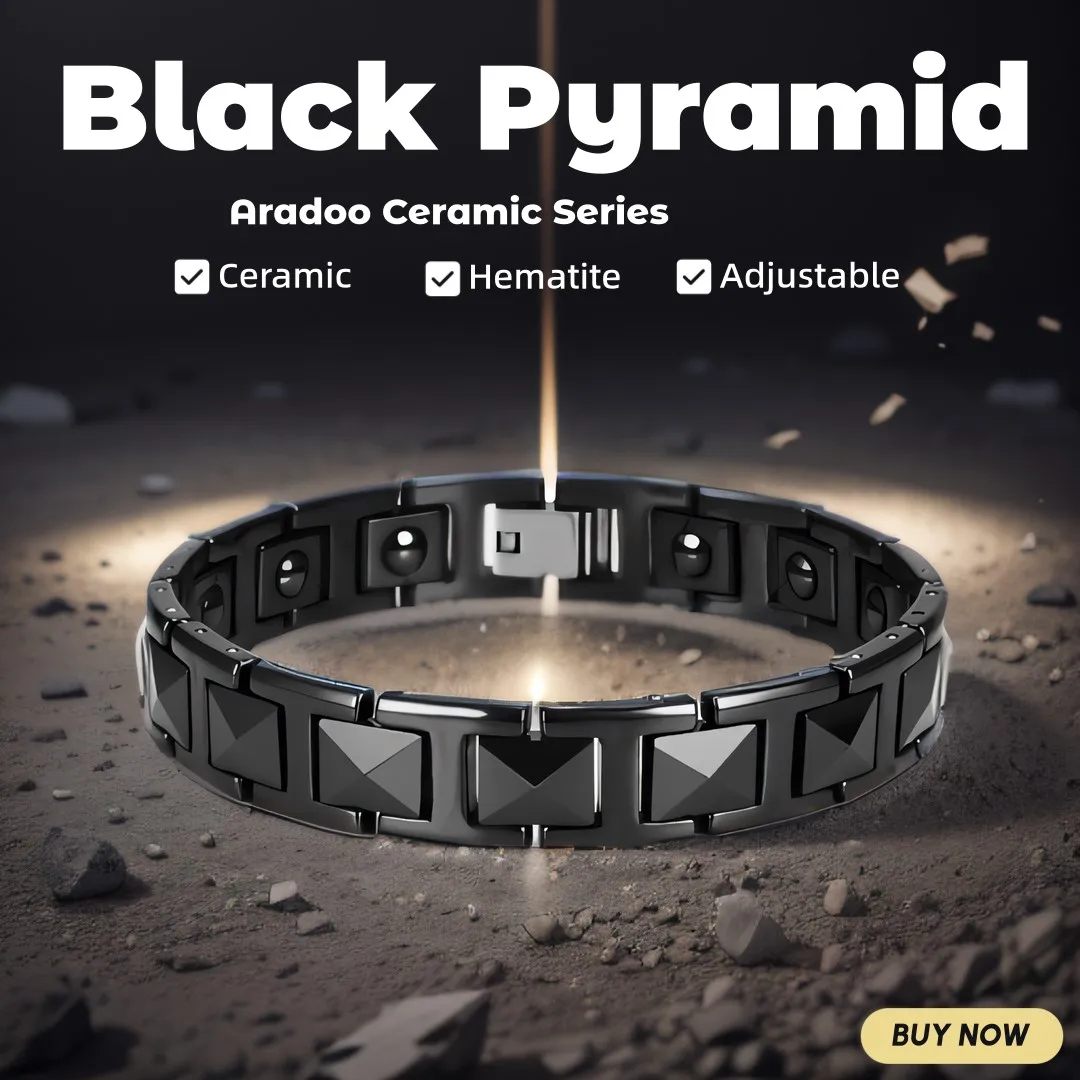 Pyramid Black Ceramic Couple Energy Bracelet Germanium Antioxidant Anti-radiation Anti-fatigue Health Bracelet