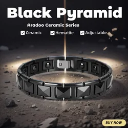Pyramid Black Ceramic Couple Energy Bracelet Germanium Antioxidant Anti-radiation Anti-fatigue Health Bracelet