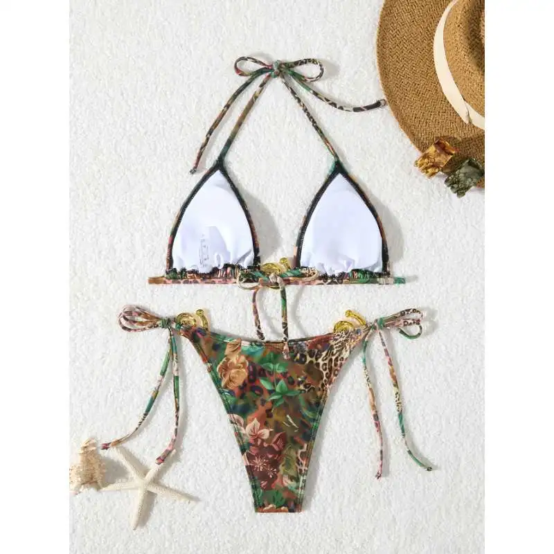 Women's V Neck Bikini Sexy Bathing Suit for Women Separates Thong Swimsuit Beachwear Halter Brazilian Bikini Push Up Swimwear