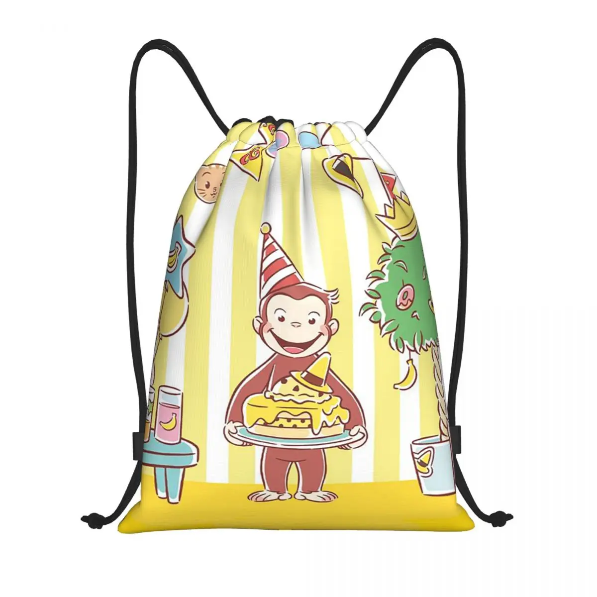 

George The Curious Monkey Backpacks Multi-function Drawstring Bundle Pocket Storage Bag Book Bags for Man Woman Students