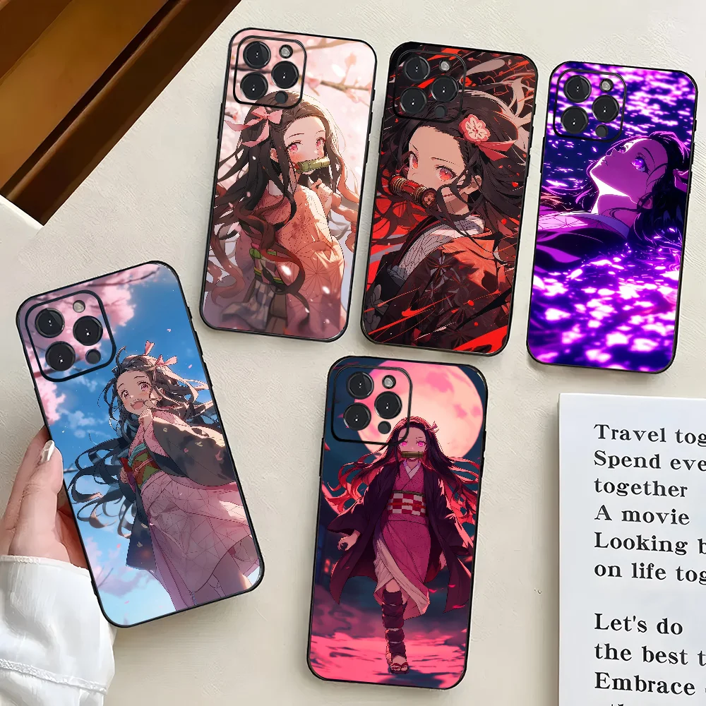 Nezuko animación demostración Slayer Blade funda de teléfono de silicona suave para IPhone 16 15 14 13 12 11 X XR Plus Pro Max Plus