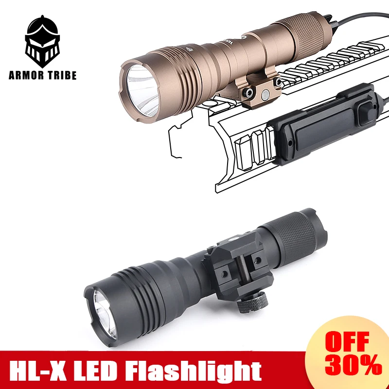 WADSN HL-X Tactical Airsoft Hunting Flash 900lm Super Bright Flashlight Dual Function Press Switch With Fixed Card Slot