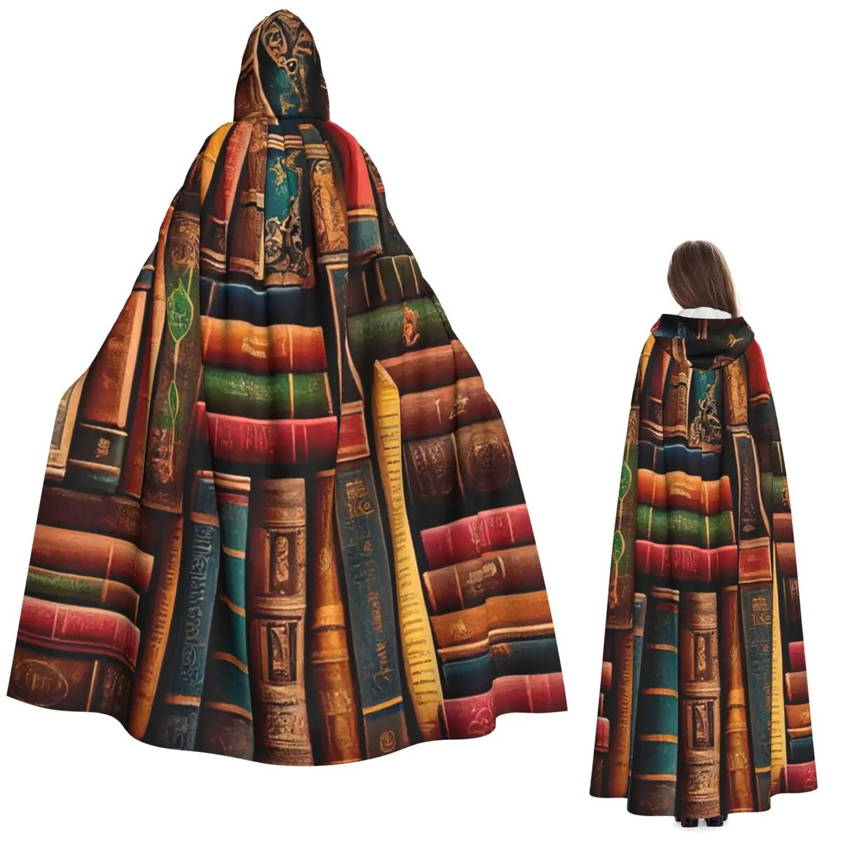 

Образовательная библиотека, длинный плащ с капюшоном, средневековый костюм ведьмы, накидка для косплея, Хэллоуин, вампир, для взрослых, унисекс