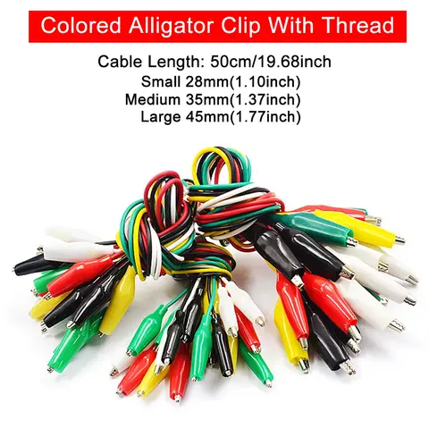 10pcs 50cm 클립 번호 28/35/45mm 전선이있는 악어 클립, 전기 악어 클립 용 악어 클립이있는 점퍼 와이어