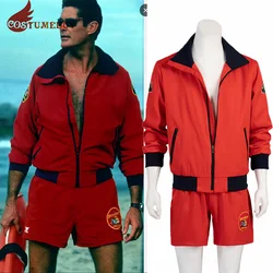 Pam e Tommy Cosplay David Hasselhoff Baywatch Costume Cosplay da uomo Red Baywatch bagnino Costume giacca pantaloncini abiti