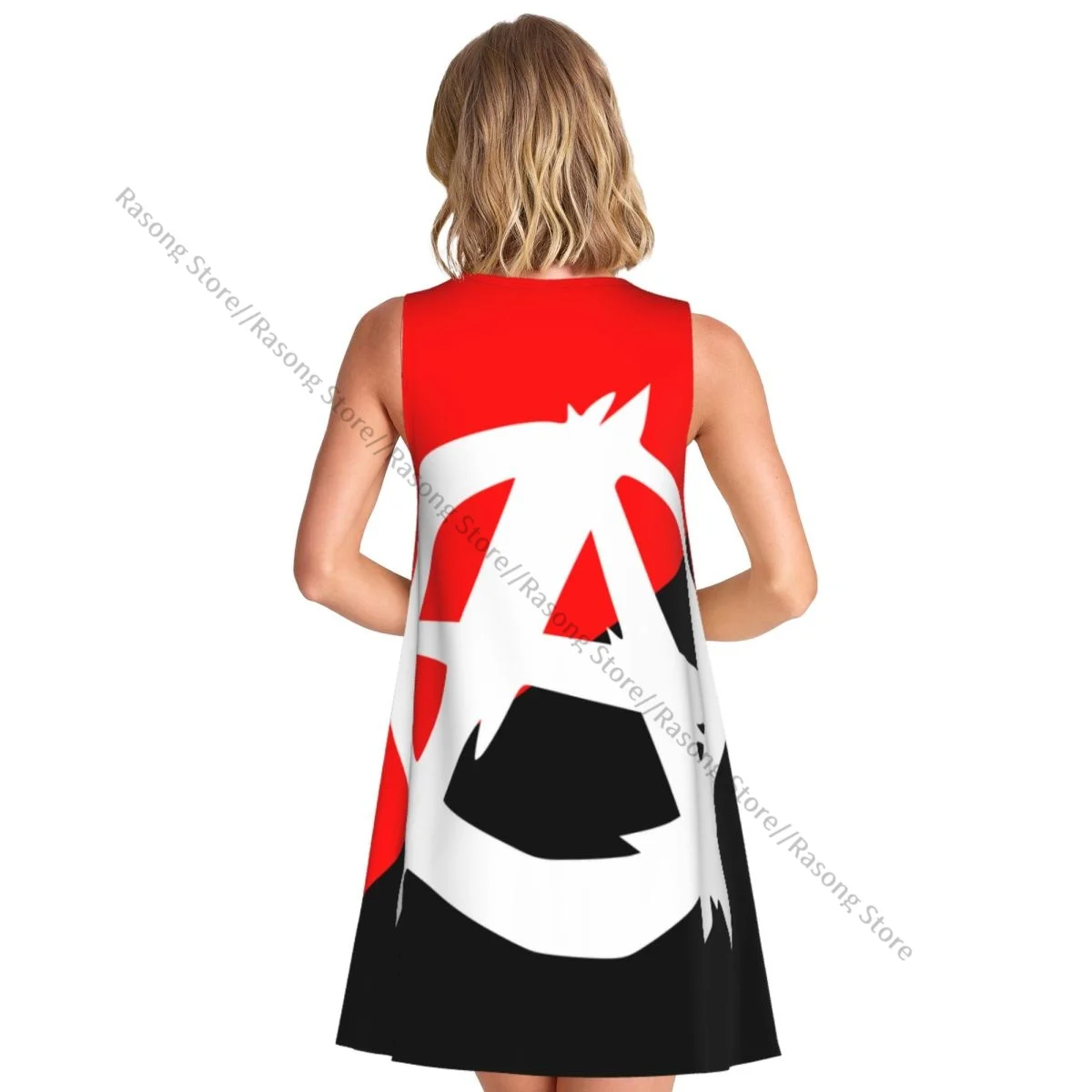 Women's Dress Anarchist Flag With A Symbol Summer Casual T Shirt Beach Cover up Tank Dress