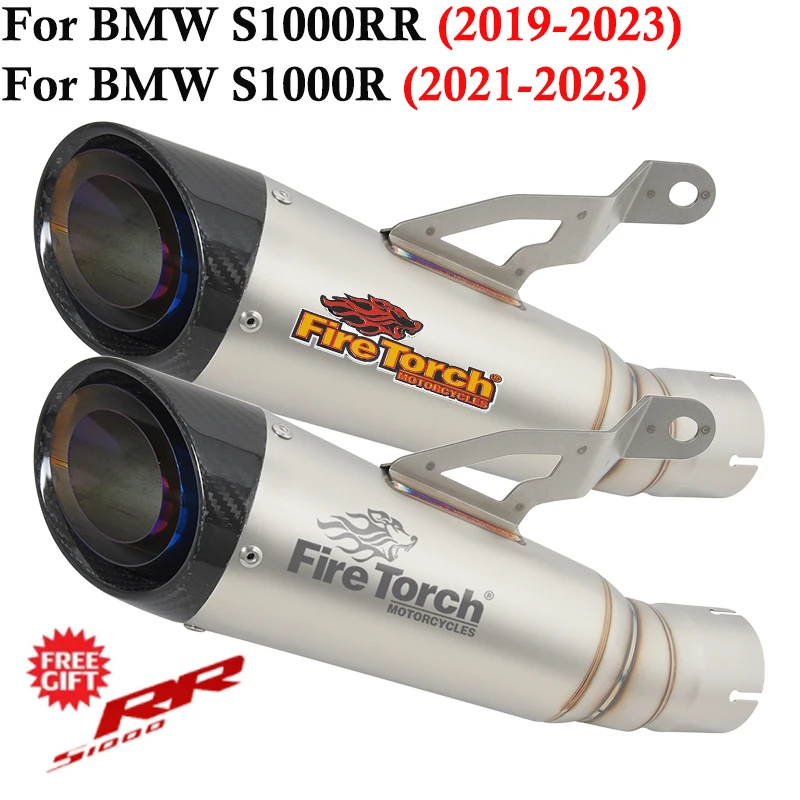 Slip On For BMW S1000R 2021 - 2023 S1000RR 2019 - 2023 Carbon Fiber Muffler Motorcycle Exhaust Escape Systems Modified Link Pipe