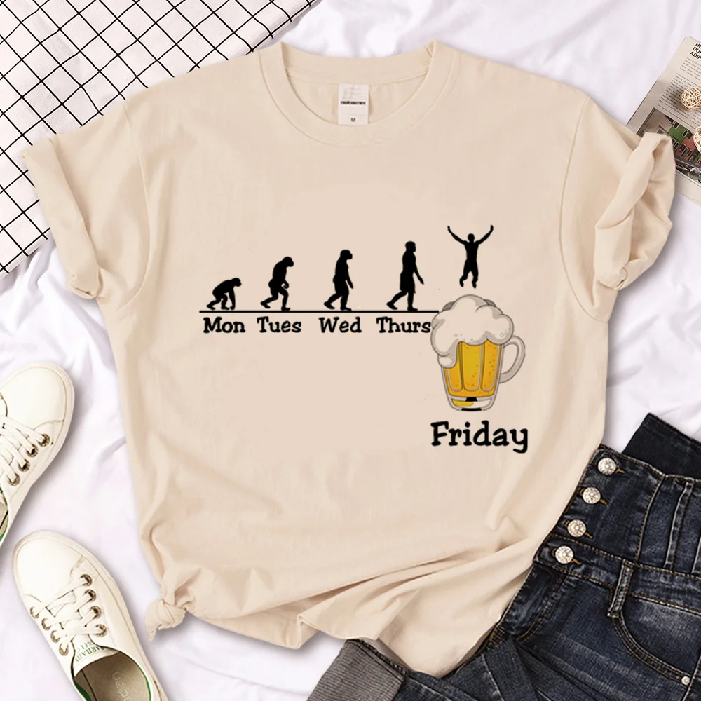 Friday Beer t-shirts women anime streetwear t-shirts female manga funny comic clothing