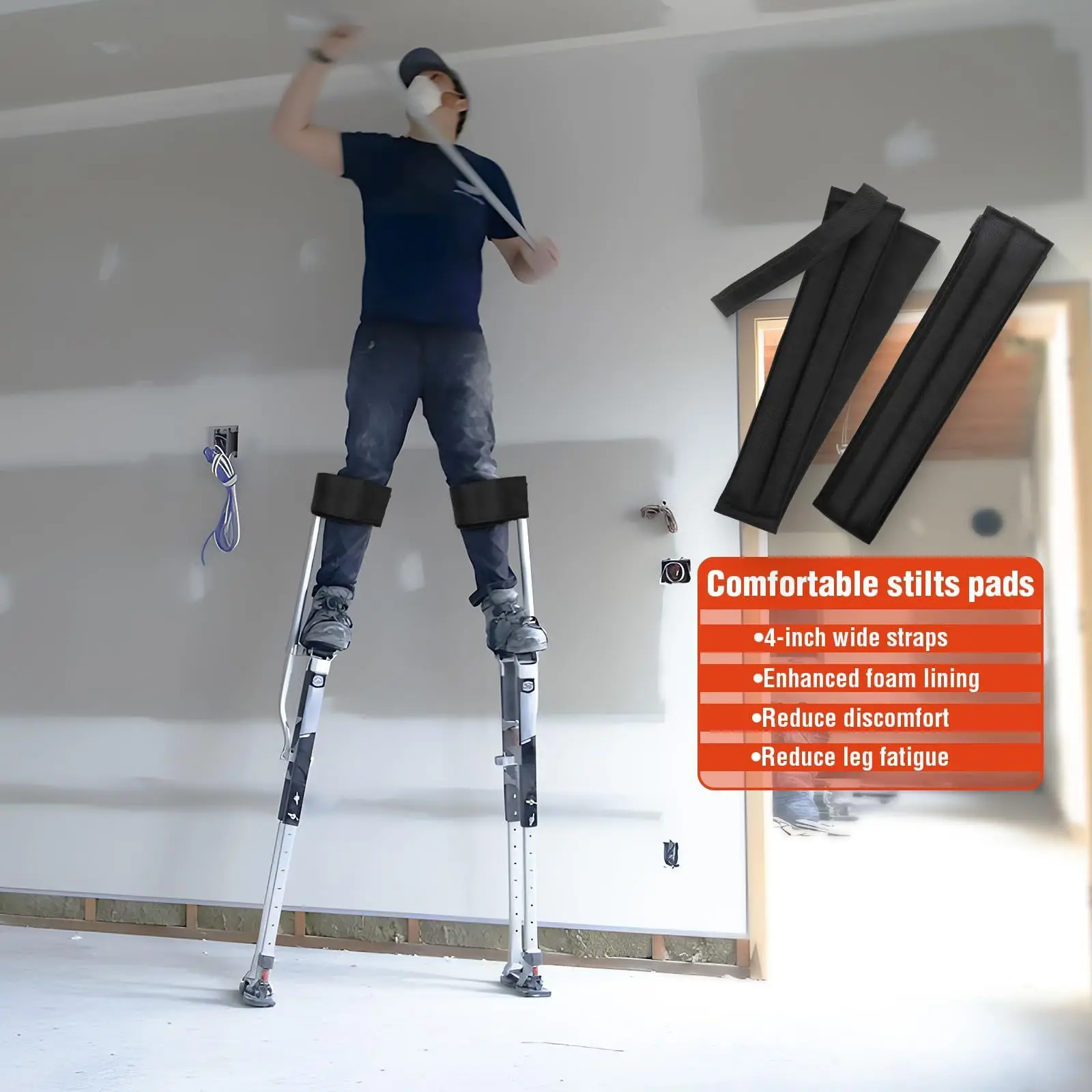 Adjustable Drywall Stilts Straps, New Thick Padding Leg Straps,Multi-purpose Single Leg Harness Belts for Household Drywall Work