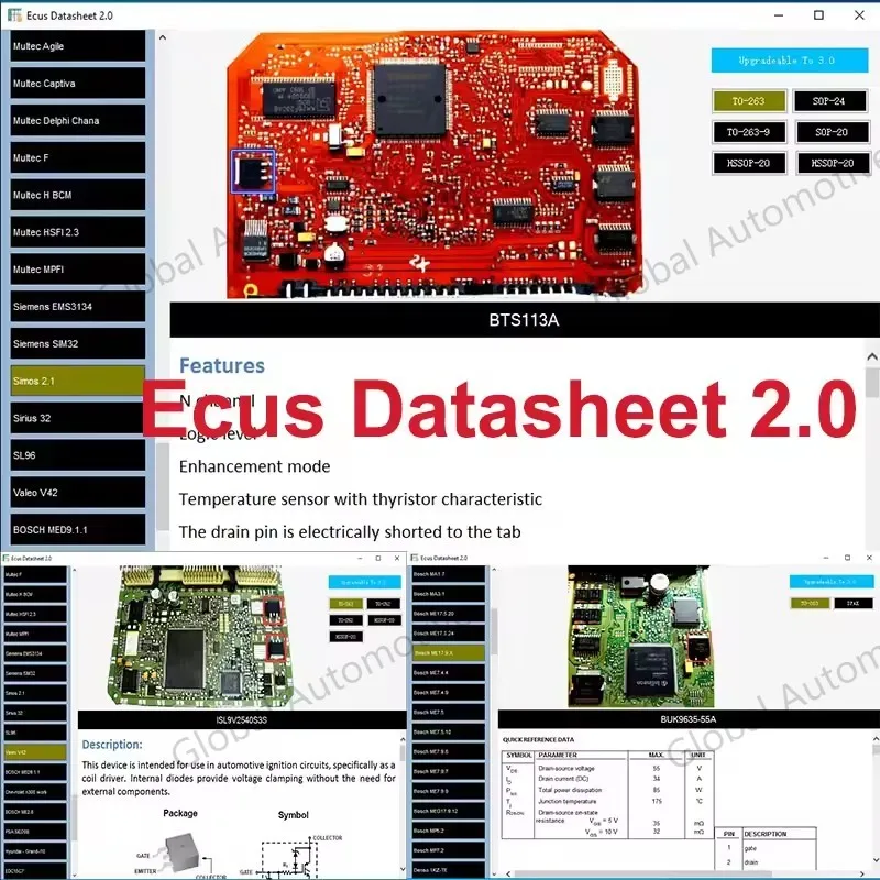 

Ecus Datasheet 2.0 ECU Repair Software PCB Schematics with Electronic Components of Car ECU Additional Information For IAW Bosch