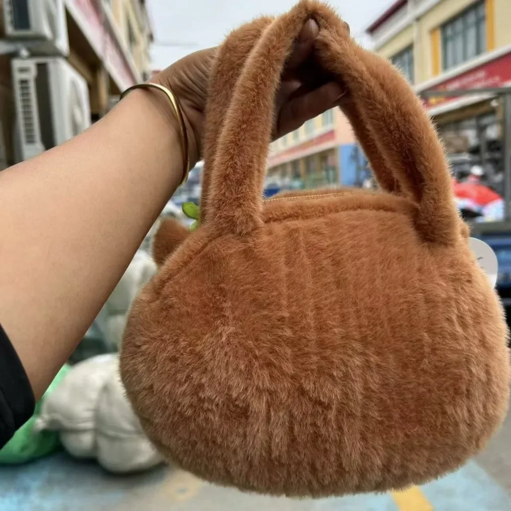 Einkaufstasche Capybara Plüsch Umhängetasche Große Kapazität Cartoon Capybara Plüsch Handtasche Obst Reißverschluss Cartoon Umhängetasche