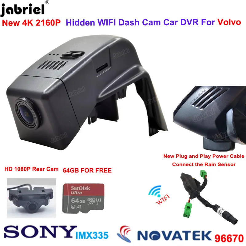 

Plug and Play 2K 4K 2160P Car DVR Dash Cam Camera Dual Lens Dashcam for Volvo XC90 2022 2021 2020 2019 2018 2017 2016 2015 2014