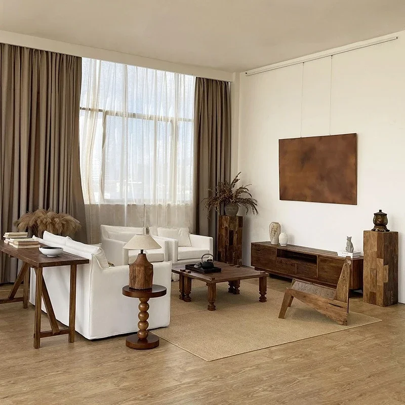 العصور الوسطى، أريكة قماش، ريترو، سرير خشبي قديم وغرفة معيشة للإفطار، تصميم مجموعة أريكة، أثاث شقة صغيرة