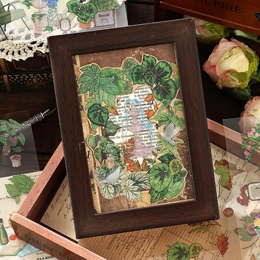 20sheets Nature Aesthetic Sticker Book Vintage Retro Decorative Scrapbook stickers Creative PET Sticker