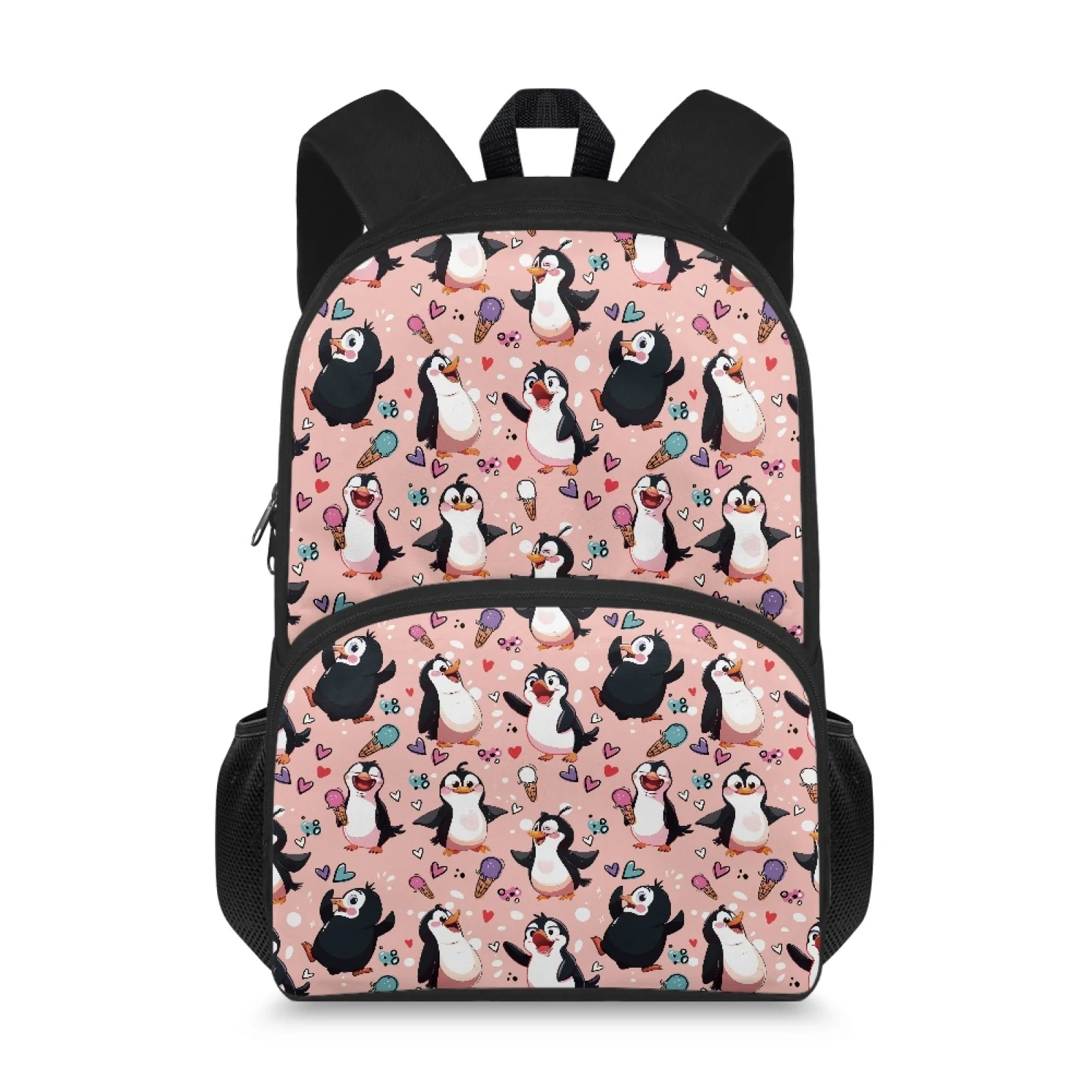 

15inch Kids Backpack Cartoon Penguin Print Children School Bags For Girls Age 6-15 Years Old Schoolbag Student Bookbag Book Bag