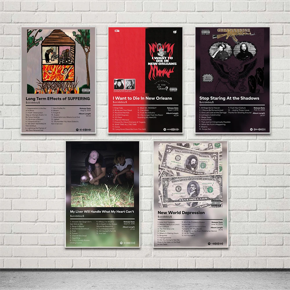 Rap Hip-Hop Singer Suicideboys Album Cover Poster Modern $uicideboy$ Prints Canvas Painting Wall Picture Home Living Room Decor