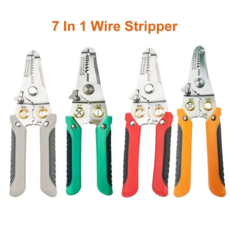 Multi-Functional Wire Stripper Pliers 2-Core Wire Separator Electrician Tool Cable Stripping Crimping Winding Pliers