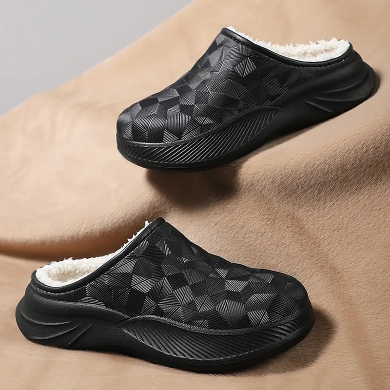 Thick Sole Home Indoor Outside Men And Women Couples waterproof Winter Household Warm Fluffy Slippers Plush Cotton Shoes Ladies