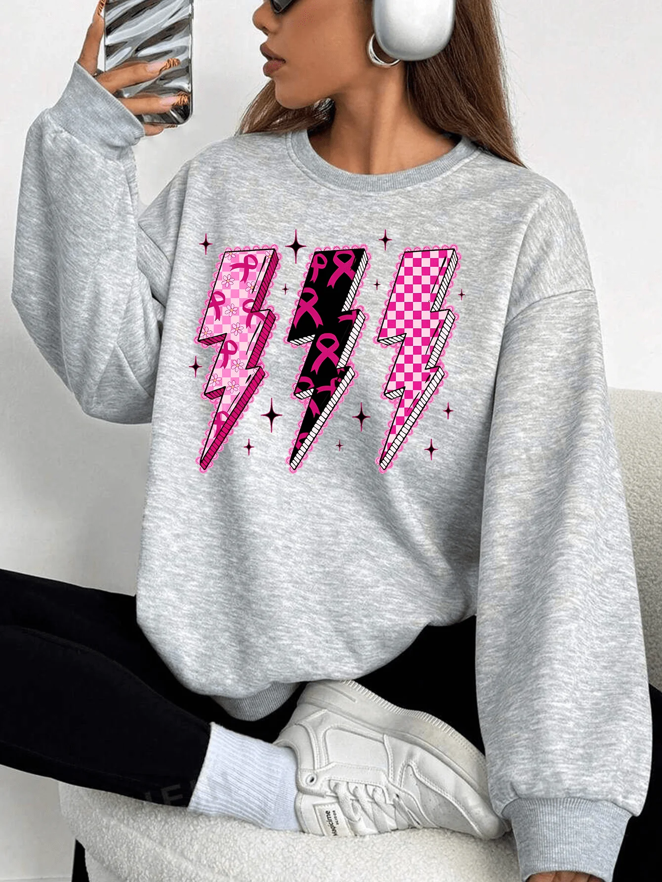 Winter Clothing Gift Ideas - Women's Breast Cancer Awareness Graphic Sweatshirt