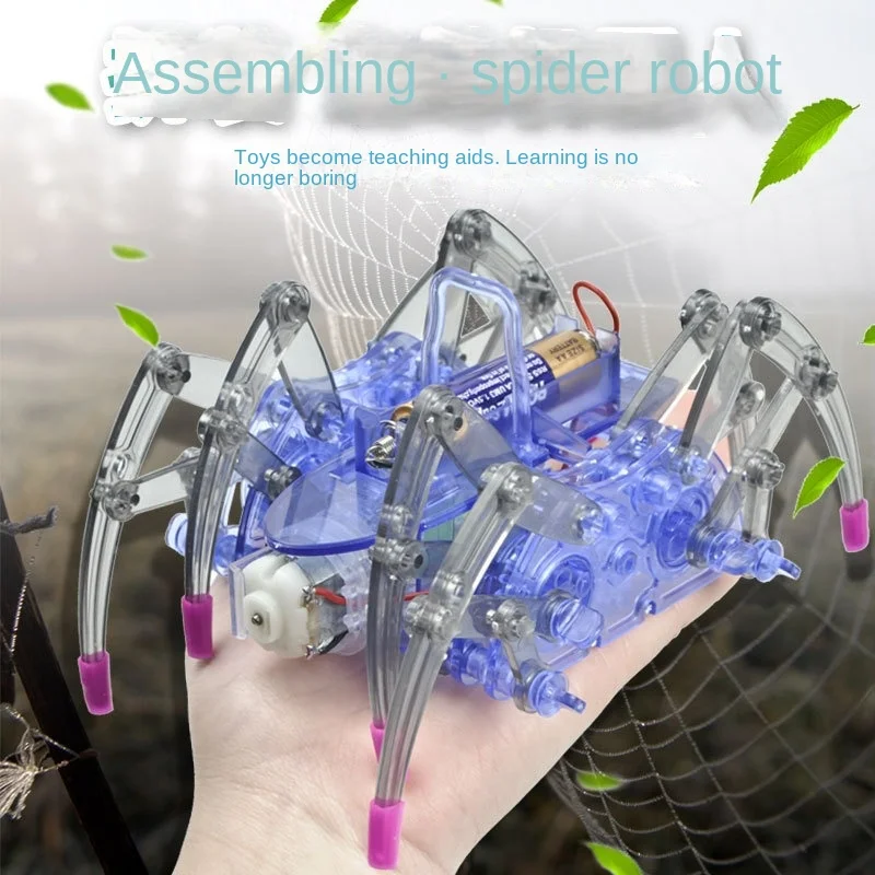 Robot araña eléctrico para niños, juguete de enseñanza de ciencias STEM, juguetes solares, automontaje, material de enseñanza, súper divertido