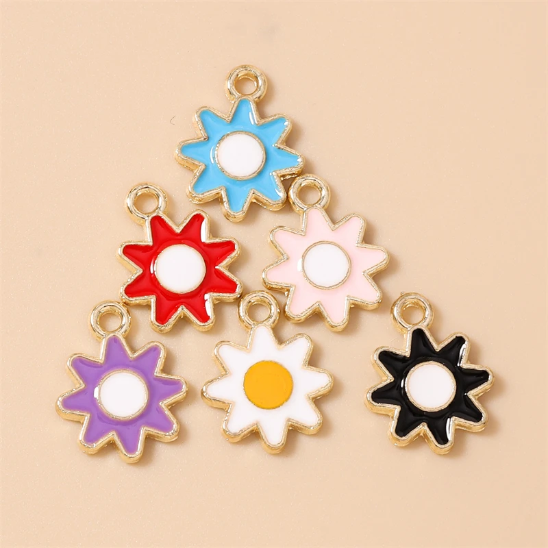 20 Stück 12x16mm Niedliche Bunte Emaille-Sonnen-Anhänger für die Herstellung von Halsketten, Ohrringen, Armbändern, DIY-Handwerk und Schmuckzubehör – Detail 12