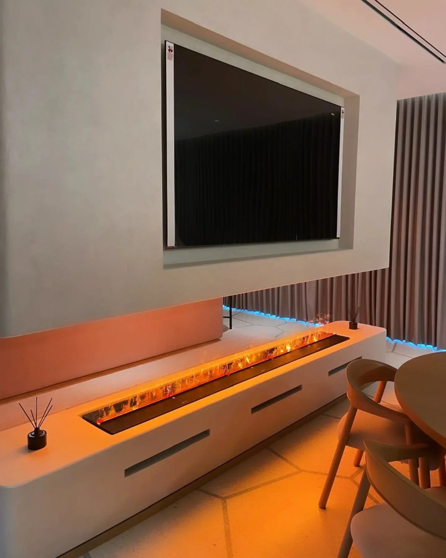 3D Water Vapor Fireplace, 304 Stainless Steel, Electric Fireplace Insert, Remote Control, Atomizing Decorative Indoor Fireplace