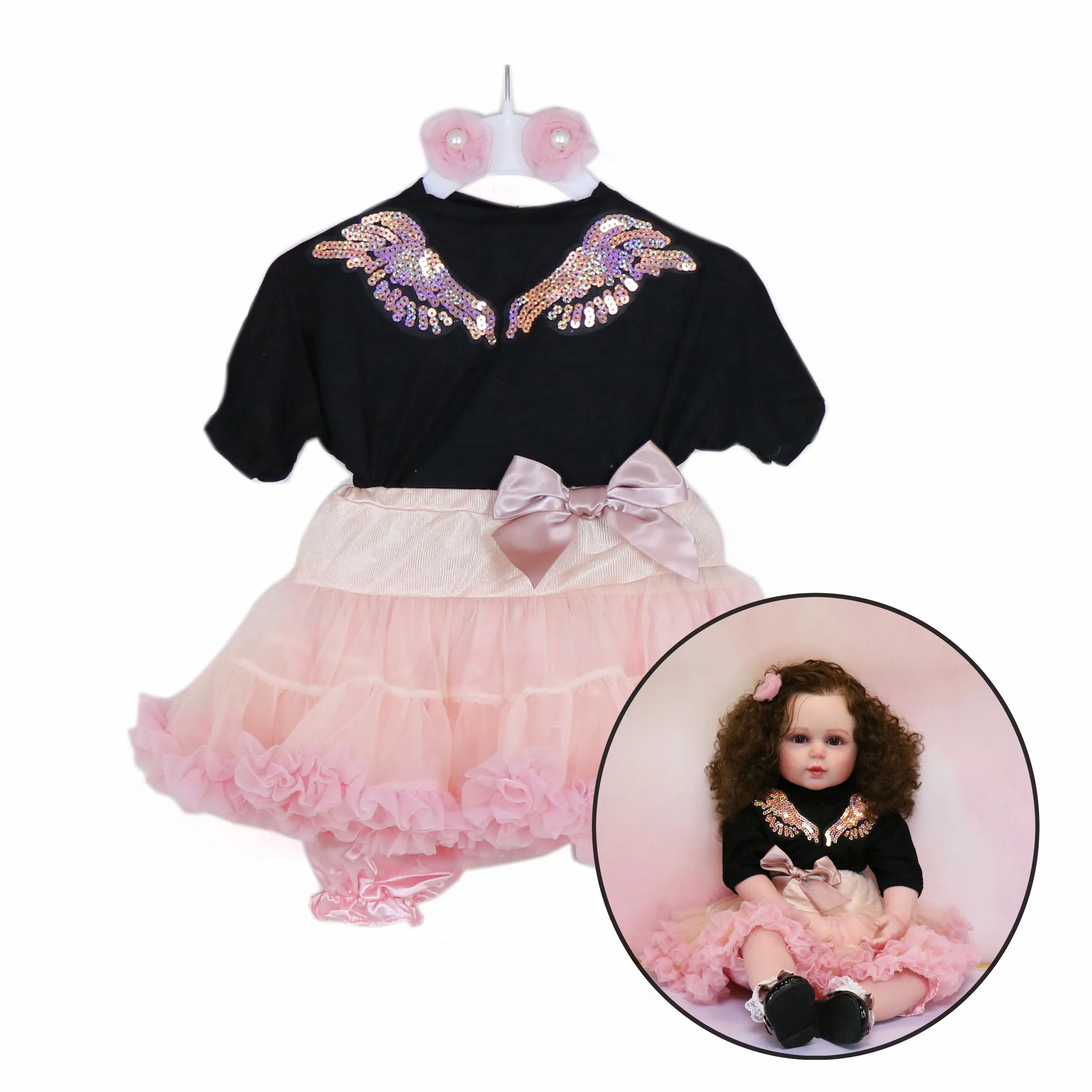 YingHuanMei ropa de muñeca de ala de ngel Reborn, adecuada para nuestras muñecas realistas de 24 pulgadas, un par de alas brillantes son muy lindas,